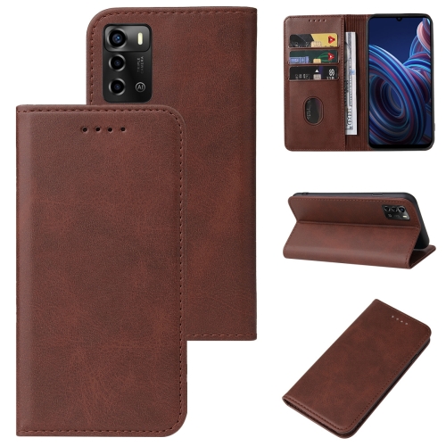 

For ZTE Blade A72 4G / V40 Vita Magnetic Closure Leather Phone Case(Brown)