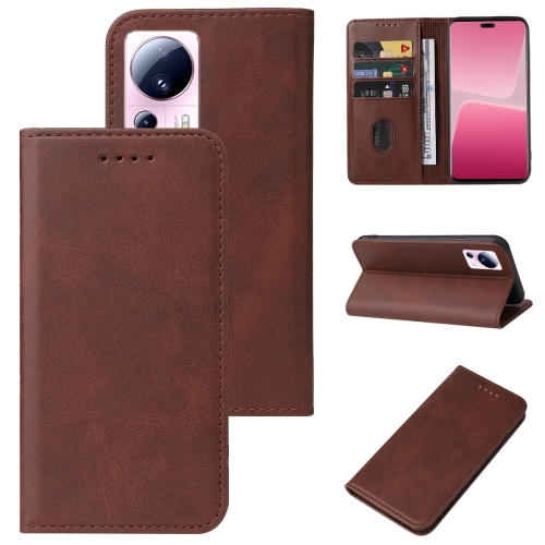 

For Xiaomi 13 Lite Magnetic Closure Leather Phone Case(Brown)