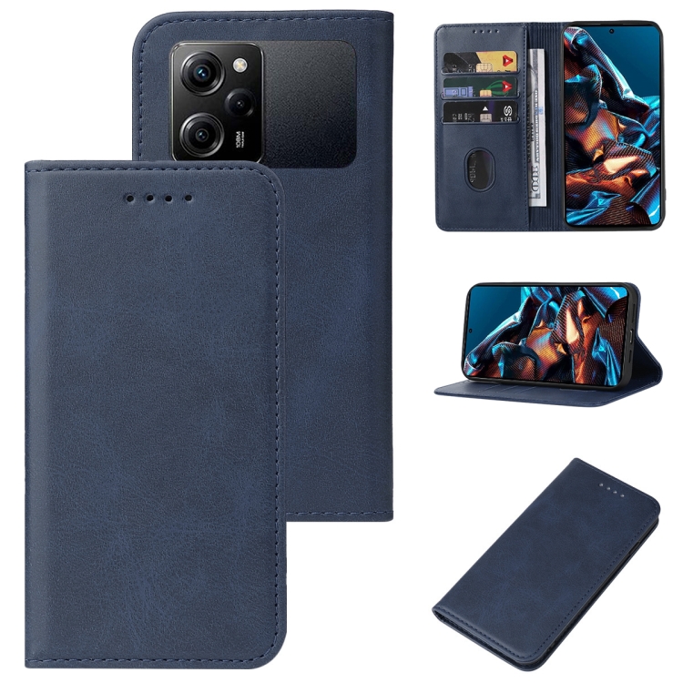 

For Xiaomi Poco X5 Pro Magnetic Closure Leather Phone Case(Blue)