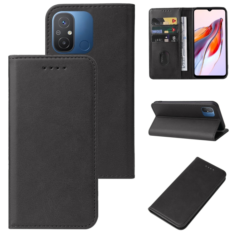 

For Xiaomi Redmi 11A / 12C Magnetic Closure Leather Phone Case(Black)