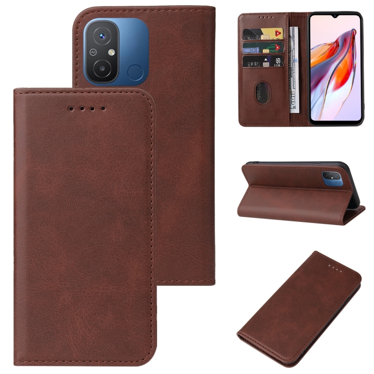 

For Xiaomi Redmi 11A / 12C Magnetic Closure Leather Phone Case(Brown)