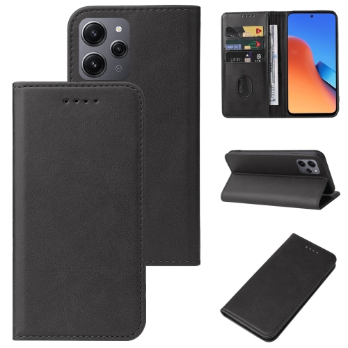 For Xiaomi Redmi 12 Magnetic Closure Leather Phone Case(Black)