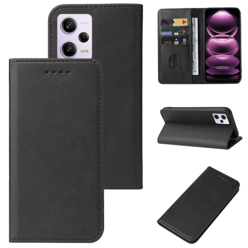 

For Xiaomi Redmi Note 12 Pro 5G Global Magnetic Closure Leather Phone Case(Black)