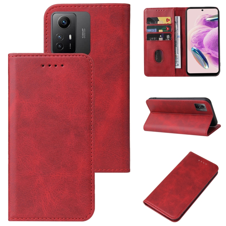 

For Xiaomi Redmi Note 12S Magnetic Closure Leather Phone Case(Red)