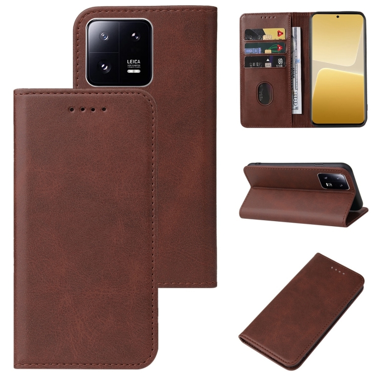 

For Xiaomi 13T / 13T Pro Magnetic Closure Leather Phone Case(Brown)