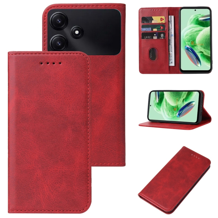 

For Xiaomi Poco M6 Pro 5G Magnetic Closure Leather Phone Case(Red)
