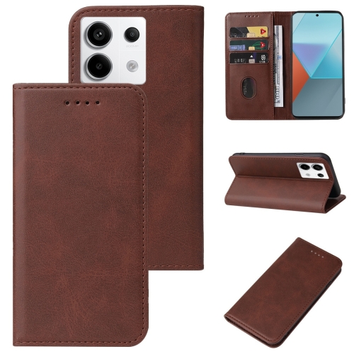 

For Xiaomi Redmi Note 13 Pro 5G Magnetic Closure Leather Phone Case(Brown)