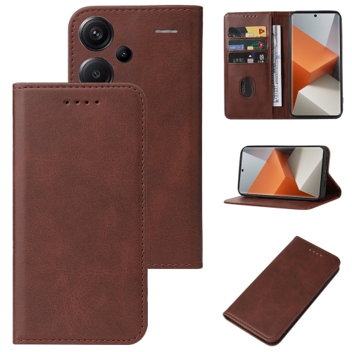 

For Xiaomi Redmi Note 13 Pro+ Magnetic Closure Leather Phone Case(Brown)