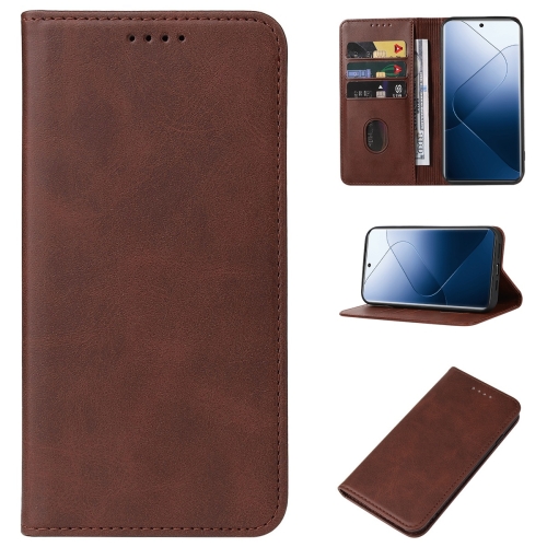 

For Xiaomi 14 Pro Magnetic Closure Leather Phone Case(Brown)