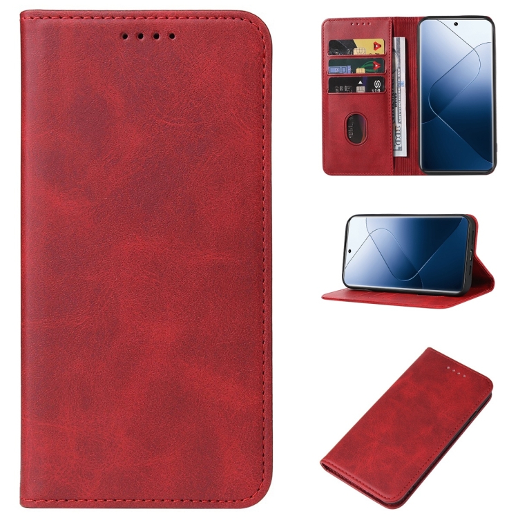 

For Xiaomi 14 Pro Magnetic Closure Leather Phone Case(Red)
