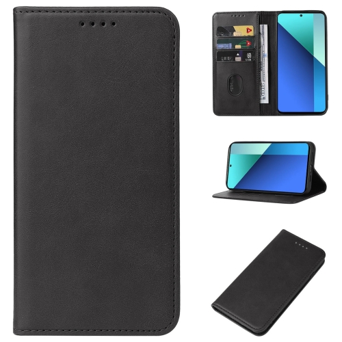 For Xiaomi Redmi Note 13 4G Magnetic Closure Leather Phone Case(Black)