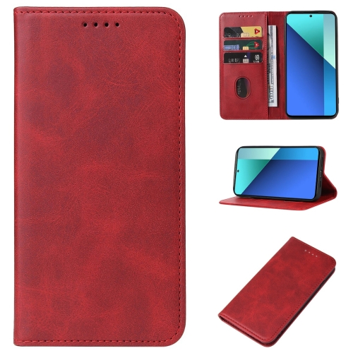 

For Xiaomi Redmi Note 13 4G Magnetic Closure Leather Phone Case(Red)