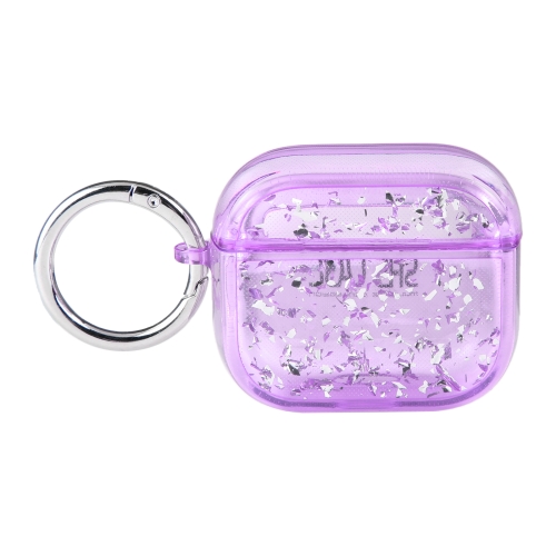 

For AirPods 3 Silver Foil Epoxy Bluetooth Earphone Protective Case(Purple)