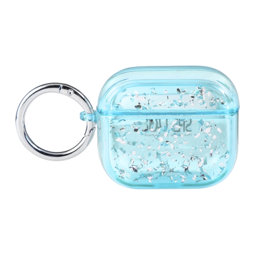

For AirPods 3 Silver Foil Epoxy Bluetooth Earphone Protective Case(Sky Blue)