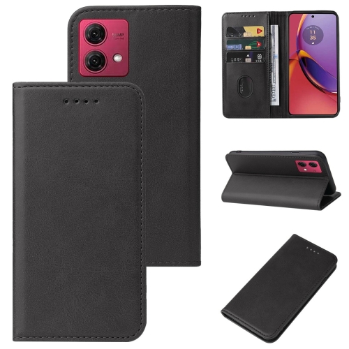 

For Motorola Moto G84 Magnetic Closure Leather Phone Case(Black)