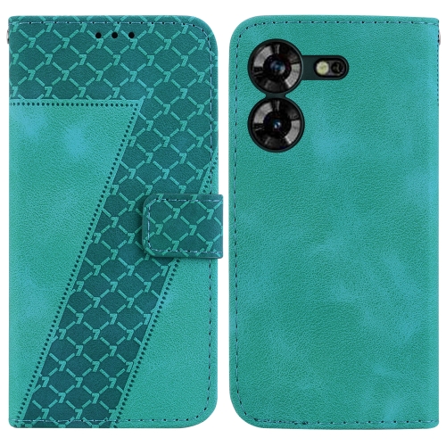 

For Tecno Pova 5 7-shaped Embossed Leather Phone Case(Green)