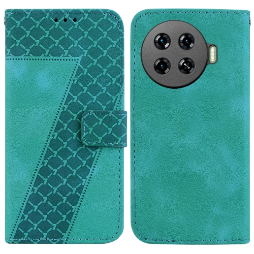 

For Tecno Spark 20 Pro+ 4G 7-shaped Embossed Leather Phone Case(Green)