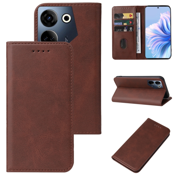 

For Tecno Camon 20 Pro 4G Magnetic Closure Leather Phone Case(Brown)