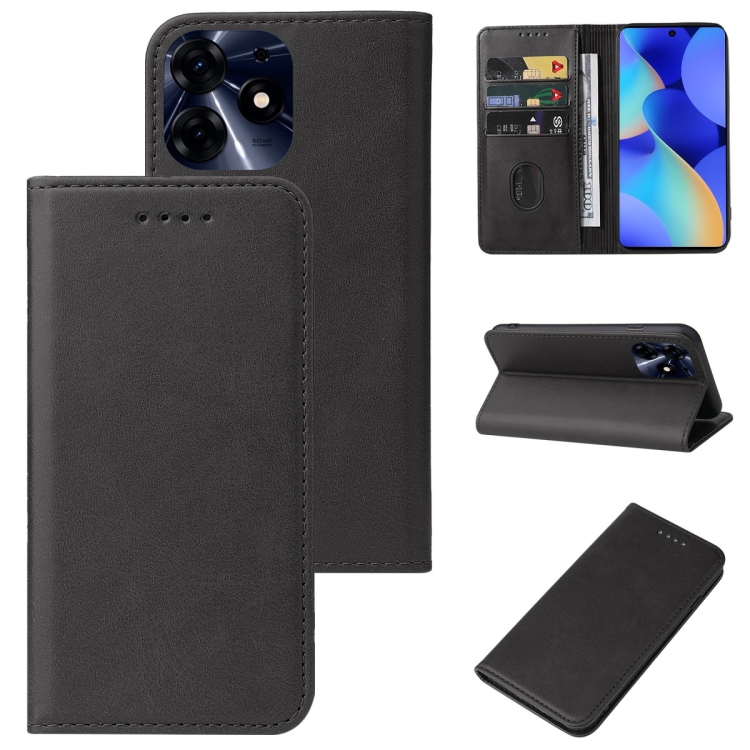 

For Tecno Spark 10 Pro Magnetic Closure Leather Phone Case(Black)