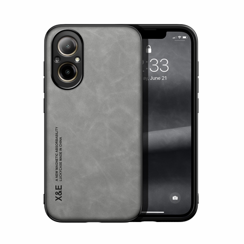 

For Realme C67 4G Skin Feel Magnetic Leather Back Phone Case(Light Grey)