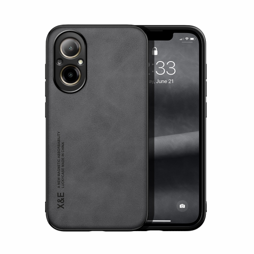 

For Realme C67 4G Skin Feel Magnetic Leather Back Phone Case(Dark Grey)