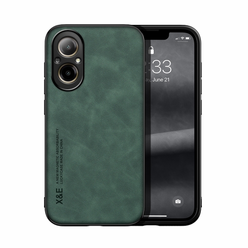 

For Realme C67 4G Skin Feel Magnetic Leather Back Phone Case(Green)