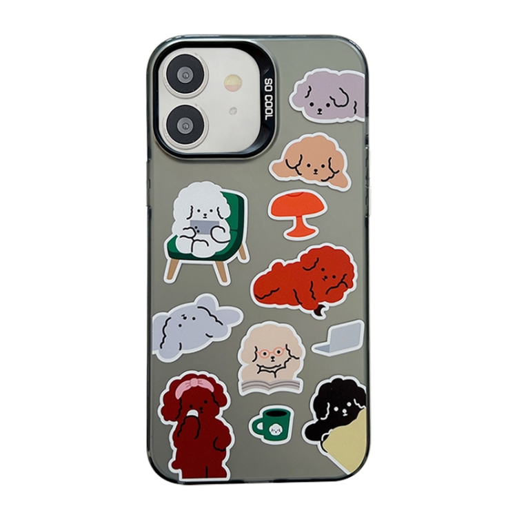 

For iPhone 12 Cute Animal Pattern Series PC + TPU Phone Case(Colorful Puppy)