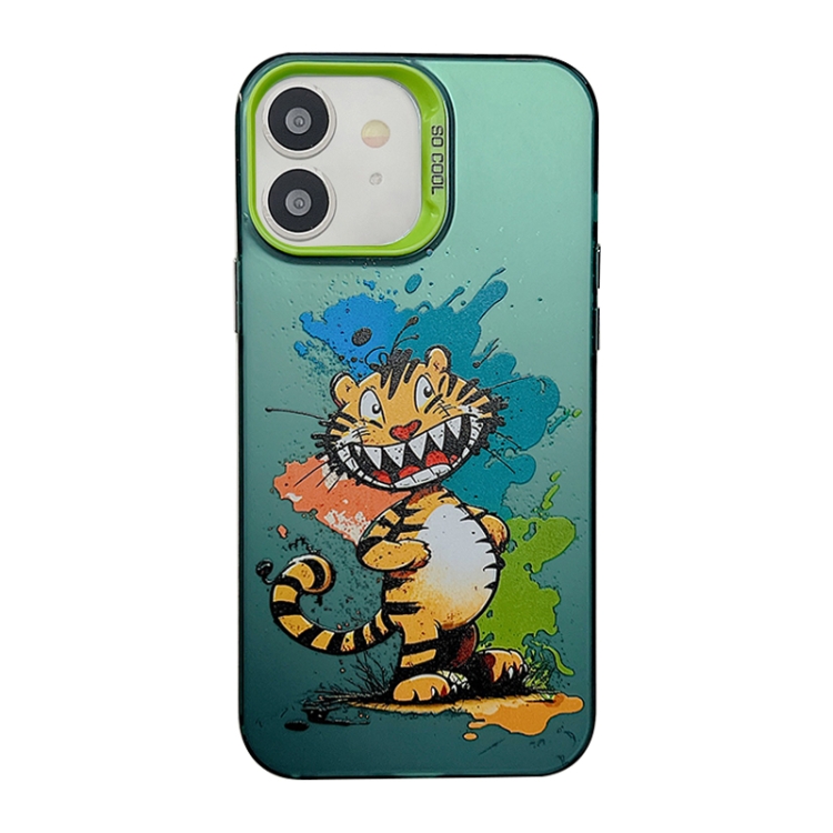 

For iPhone 12 Cute Animal Pattern Series PC + TPU Phone Case(Tiger)