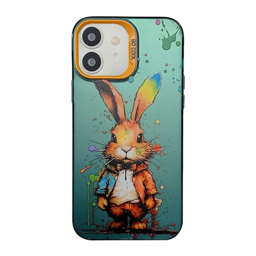 

For iPhone 12 Cute Animal Pattern Series PC + TPU Phone Case(Rabbit)