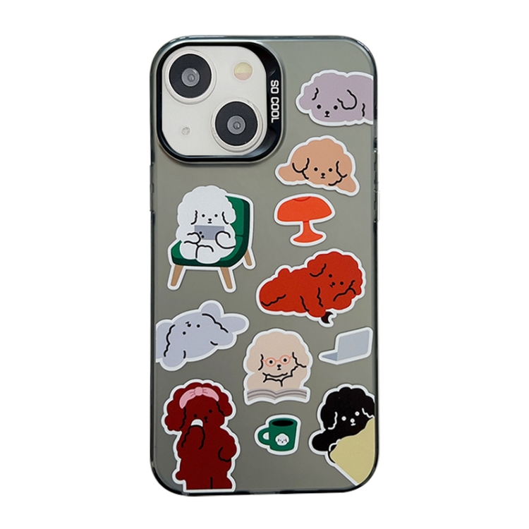 

For iPhone 14 Cute Animal Pattern Series PC + TPU Phone Case(Colorful Puppy)
