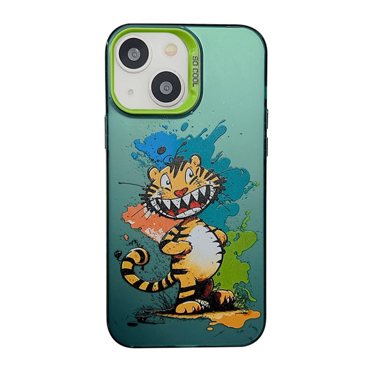 

For iPhone 14 Cute Animal Pattern Series PC + TPU Phone Case(Tiger)