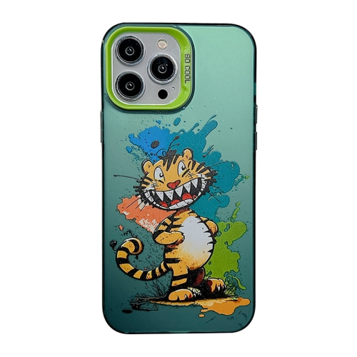 

For iPhone 14 Pro Cute Animal Pattern Series PC + TPU Phone Case(Tiger)