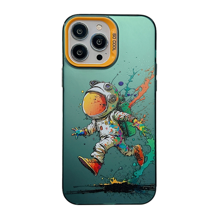 

For iPhone 14 Pro Cute Animal Pattern Series PC + TPU Phone Case(Running astronauts)