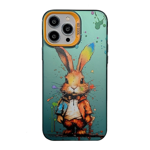

For iPhone 15 Pro Max Cute Animal Pattern Series PC + TPU Phone Case(Rabbit)