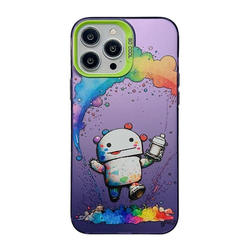

For iPhone 15 Pro Cute Animal Pattern Series PC + TPU Phone Case(Robots)