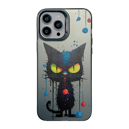 

For iPhone 15 Pro Cute Animal Pattern Series PC + TPU Phone Case(Black Cat)