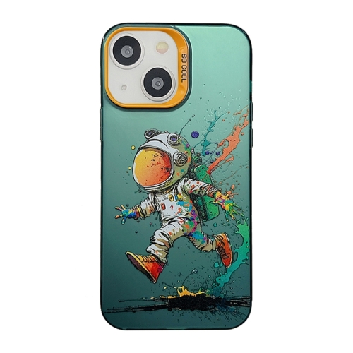 

For iPhone 15 Plus Cute Animal Pattern Series PC + TPU Phone Case(Running astronauts)