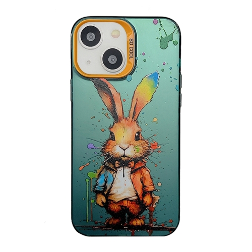 

For iPhone 15 Plus Cute Animal Pattern Series PC + TPU Phone Case(Rabbit)