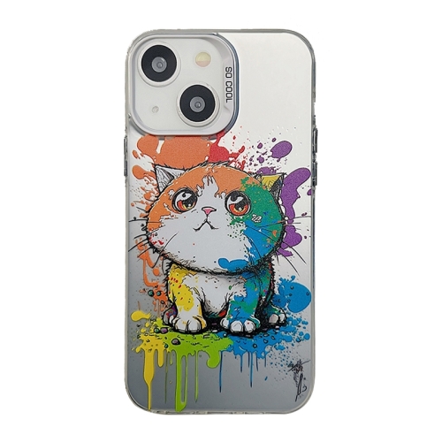 

For iPhone 15 Plus Cute Animal Pattern Series PC + TPU Phone Case(Looking Up Fat Cat)