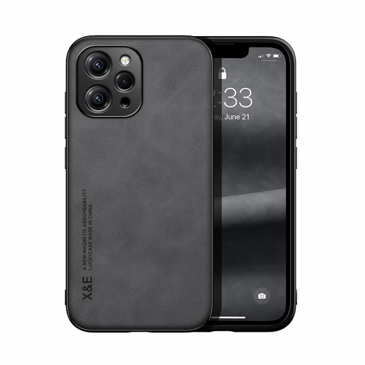 

For Xiaomi Redmi 12 4G Skin Feel Magnetic Leather Back Phone Case(Dark Grey)