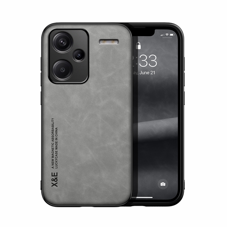 

For Xiaomi Redmi Note 13 Pro+ 5G Skin Feel Magnetic Leather Back Phone Case(Light Grey)