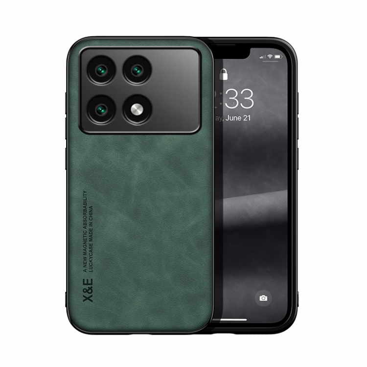 

For Xiaomi Redmi K70 Skin Feel Magnetic Leather Back Phone Case(Green)