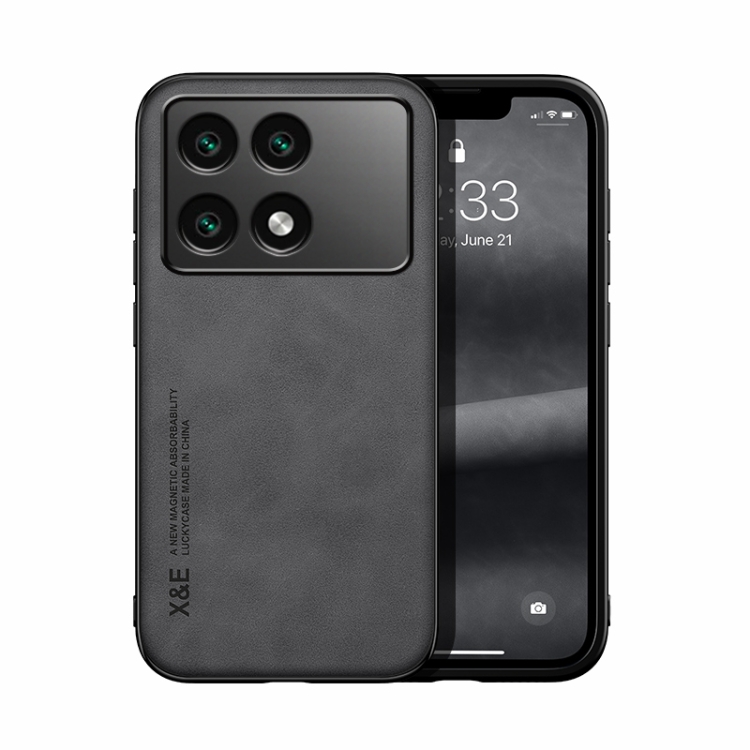 

For Xiaomi Redmi K70E Skin Feel Magnetic Leather Back Phone Case(Dark Grey)