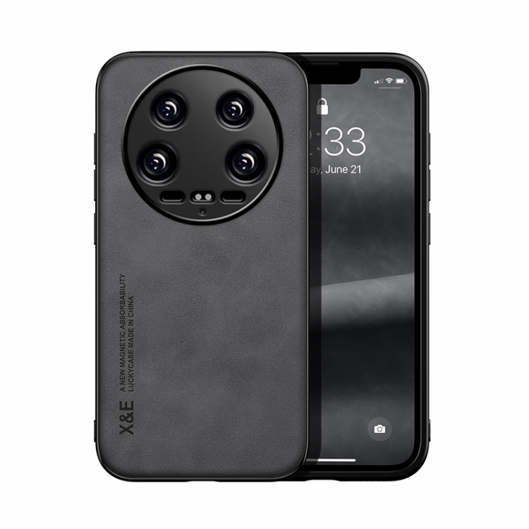 

For Xiaomi 14 Ultra Skin Feel Magnetic Leather Back Phone Case(Dark Grey)