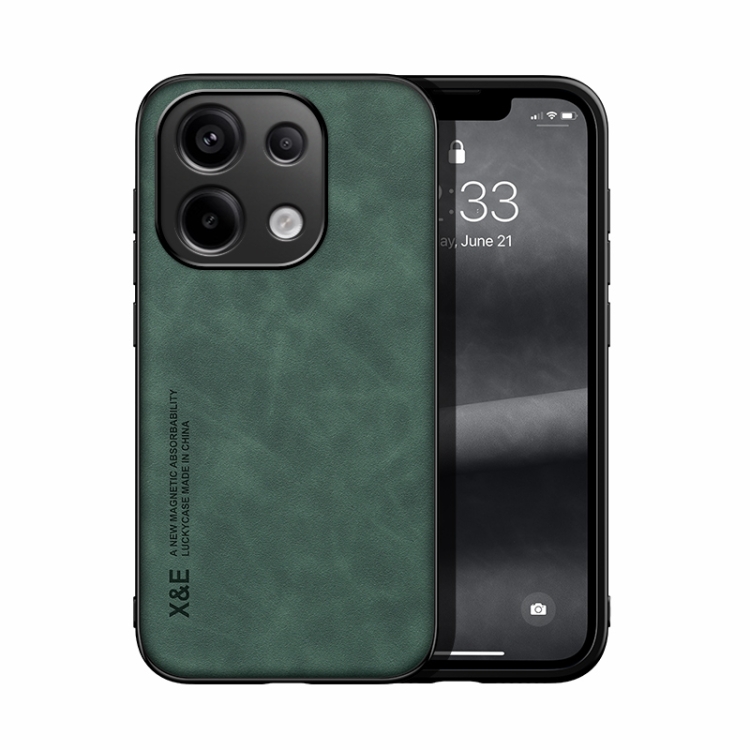 

For Xiaomi Redmi Note 13 Pro 4G Skin Feel Magnetic Leather Back Phone Case(Green)