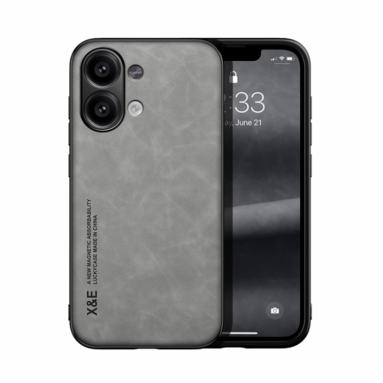 

For Xiaomi Redmi Note 13 4G Skin Feel Magnetic Leather Back Phone Case(Light Grey)