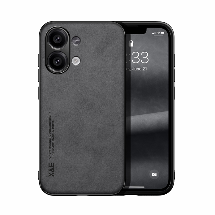 

For Xiaomi Redmi Note 13 4G Skin Feel Magnetic Leather Back Phone Case(Dark Grey)