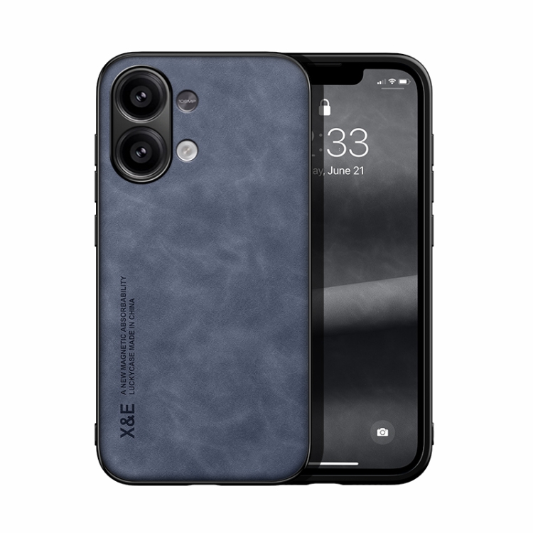 

For Xiaomi Redmi Note 13 4G Skin Feel Magnetic Leather Back Phone Case(Blue)