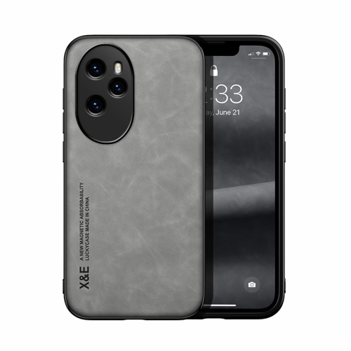 

For Honor 100 Pro Skin Feel Magnetic Leather Back Phone Case(Light Grey)