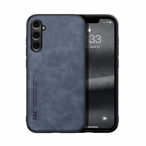 

For Samsung Galaxy M34 5G Skin Feel Magnetic Leather Back Phone Case(Blue)
